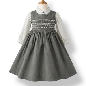 Vintage Polly Flinders For Lord & Taylor Fifth Avenue Smocked Pinafore Dress
